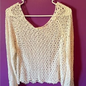 POL Cream Crochet Women's Top